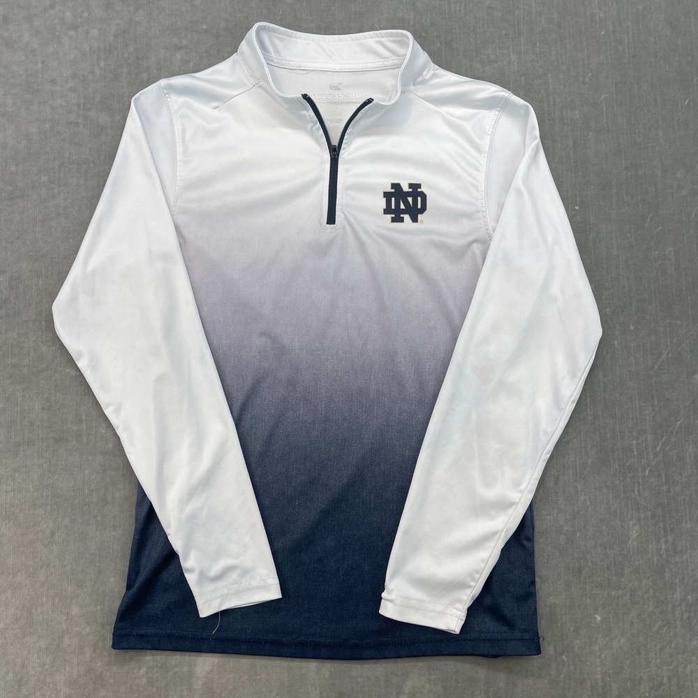 Notre‎ Dame Colosseum Youth Large 16-18 White Navy Pullover Ombre Quarter Zip
